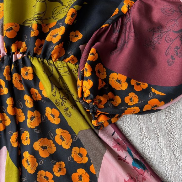 ZARA Patchwork Satin Dress EUC - Picture 14 of 16